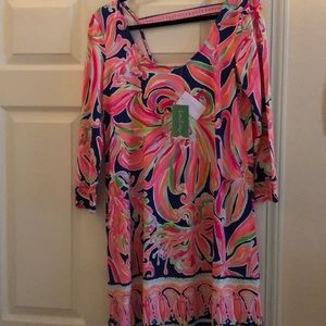 Long sleeved Banana Flambe Engineered Knit dress